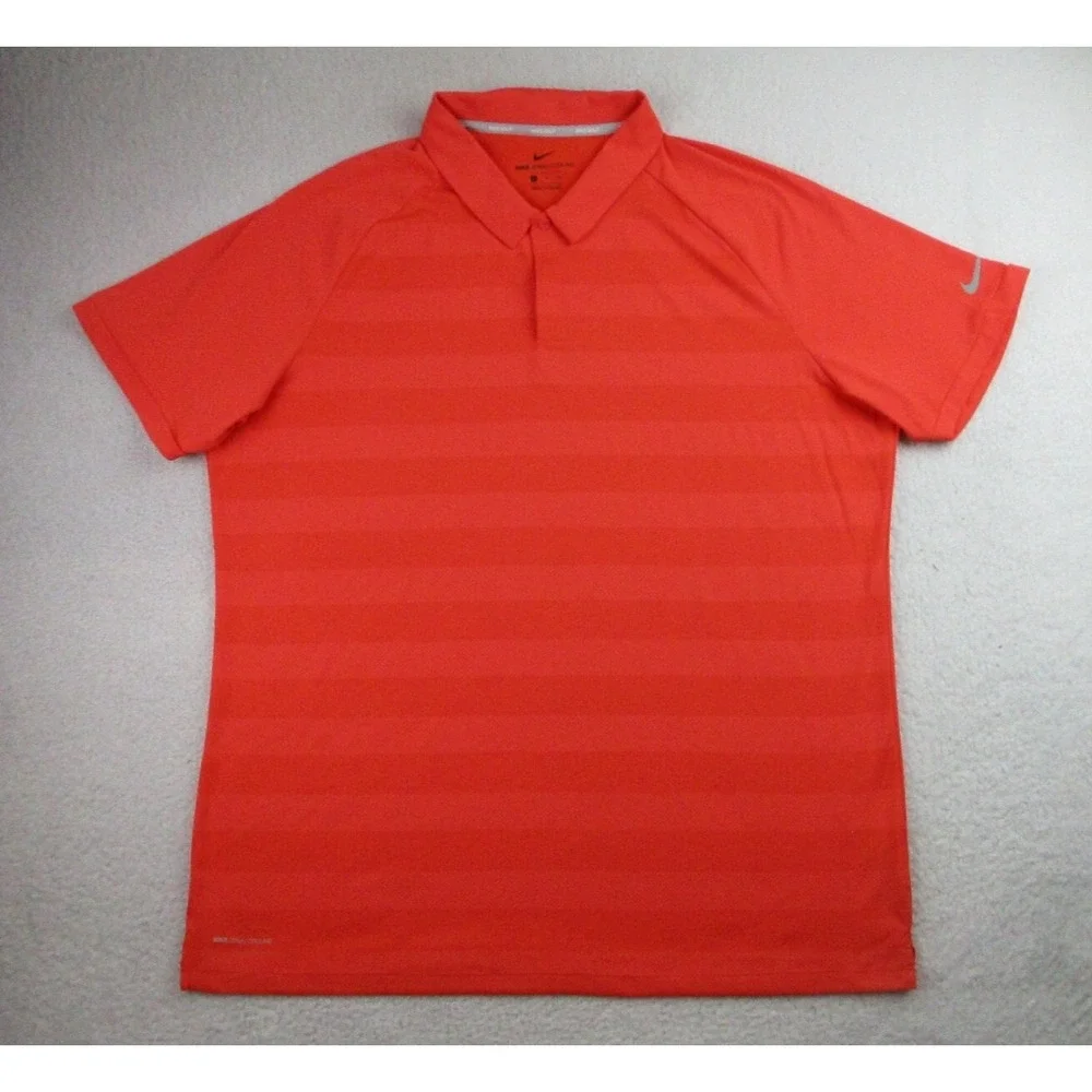 Nike Zonal Cooling Polo Shirt Mens XL Orange Short Sleeve Mesh Golf‎ Performance